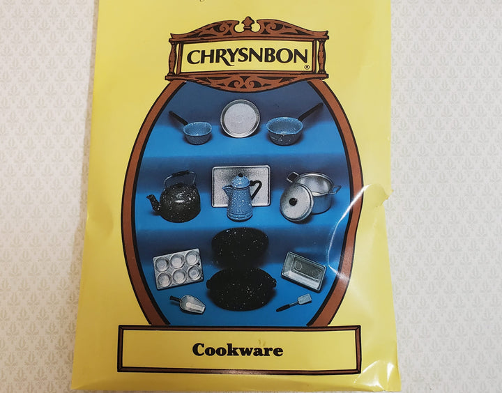 Dollhouse Chrysnbon Cookware DIY Kit Set Black Plastic Pans Muffin Coffee Pot - MiniatureCrush