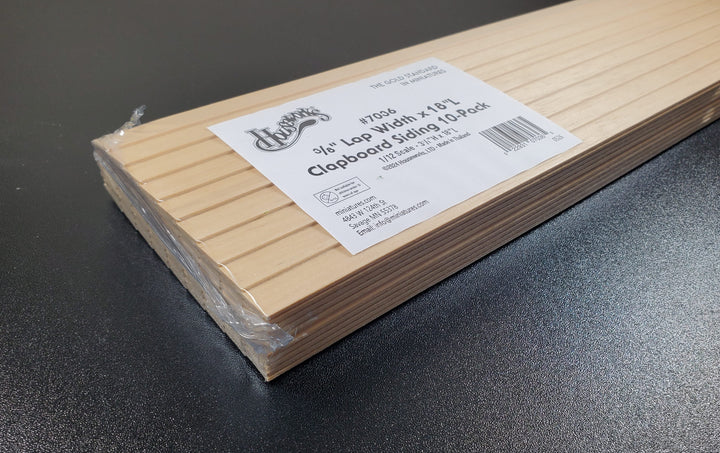 Dollhouse Clapboard Siding Panels 3/8" Lap Wood Paneling x10 Sheets 18" Long - MiniatureCrush