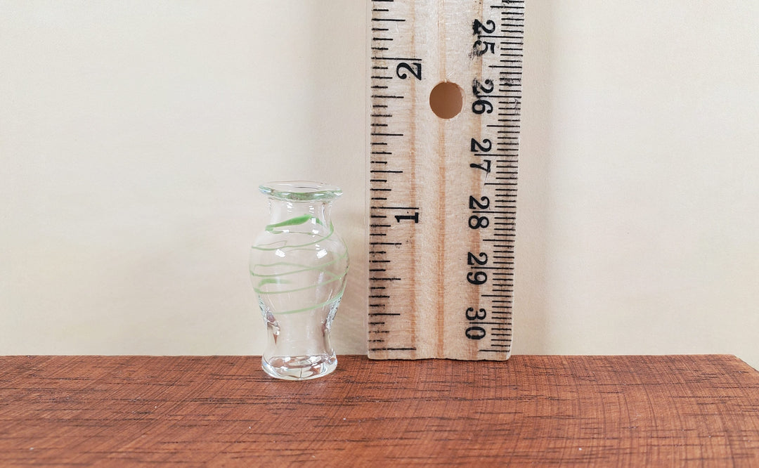 Dollhouse Classic Pedestal Vase Green Swirl 1:12 Scale Glass Miniature Decor - MiniatureCrush
