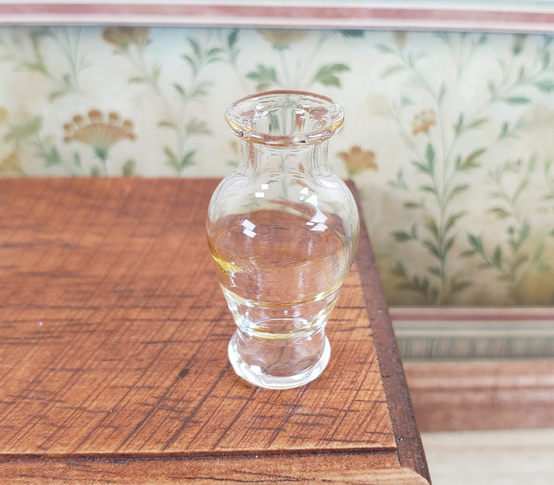 Dollhouse Classic Pedestal Vase Yellow Swirl 1:12 Scale Glass Miniature Decor - MiniatureCrush