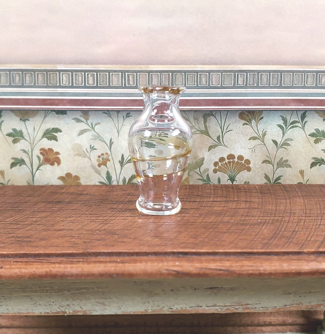 Dollhouse Classic Pedestal Vase Yellow Swirl 1:12 Scale Glass Miniature Decor - MiniatureCrush