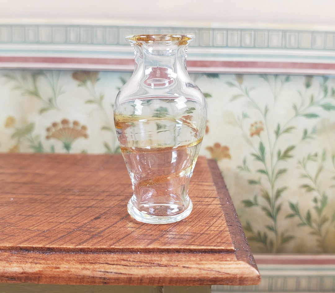 Dollhouse Classic Pedestal Vase Yellow Swirl 1:12 Scale Glass Miniature Decor - MiniatureCrush