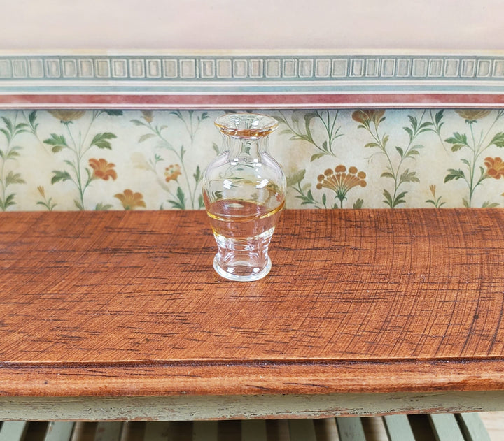 Dollhouse Classic Pedestal Vase Yellow Swirl 1:12 Scale Glass Miniature Decor - MiniatureCrush