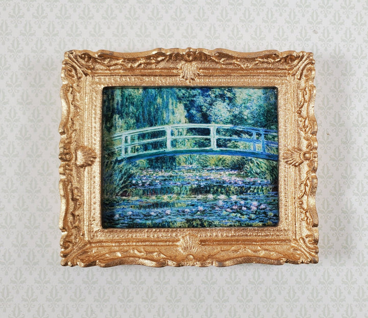 Dollhouse Claude Monet Water Lilies Under Bridge Framed Print 1:12 Handmade - Miniature Crush