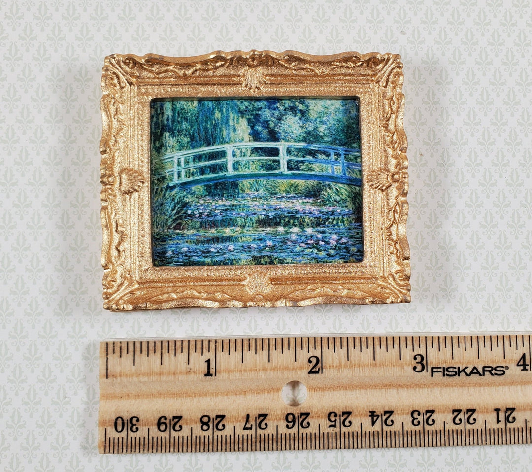 Dollhouse Claude Monet Water Lilies Under Bridge Framed Print 1:12 Handmade - Miniature Crush