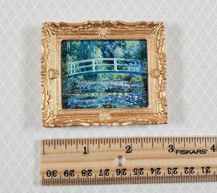 Dollhouse Claude Monet Water Lilies Under Bridge Framed Print 1:12 Handmade - Miniature Crush