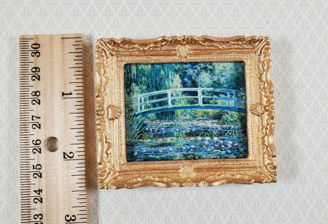 Dollhouse Claude Monet Water Lilies Under Bridge Framed Print 1:12 Handmade - Miniature Crush