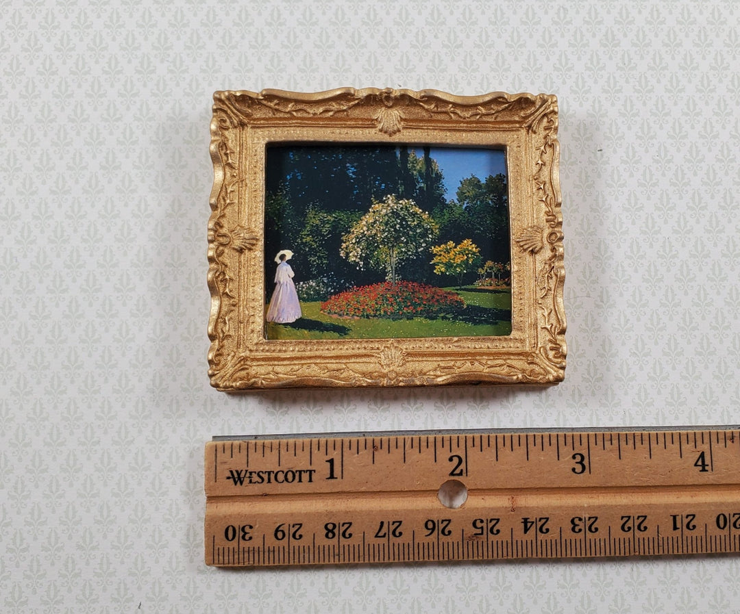Dollhouse Claude Monet Woman in the Garden Framed Print 1:12 Handmade - MiniatureCrush