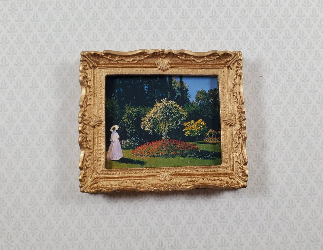 Dollhouse Claude Monet Woman in the Garden Framed Print 1:12 Handmade - MiniatureCrush