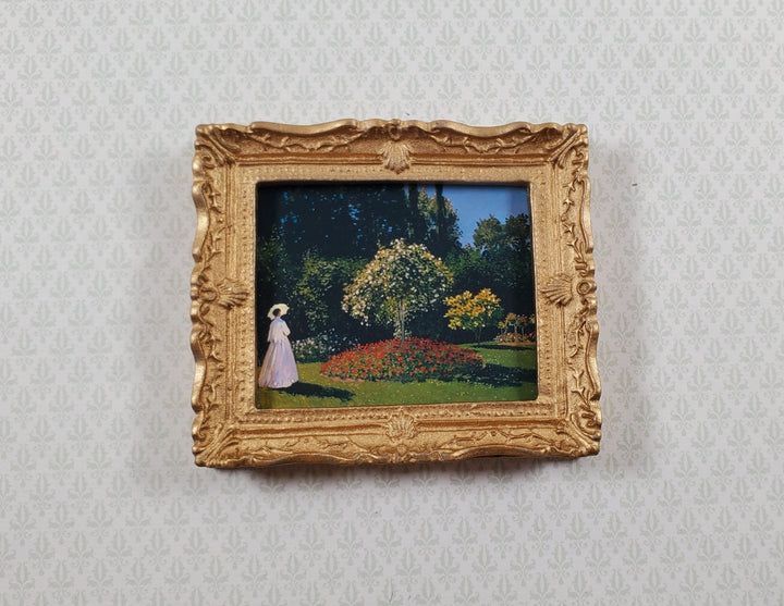 Dollhouse Claude Monet Woman in the Garden Framed Print 1:12 Handmade - MiniatureCrush