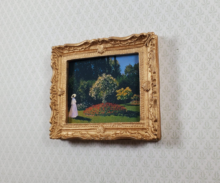 Dollhouse Claude Monet Woman in the Garden Framed Print 1:12 Handmade - MiniatureCrush