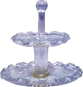 Dollhouse Clear Fluted Glass 2 - Tier Serving Stand 1:12 Scale Miniature - MiniatureCrush