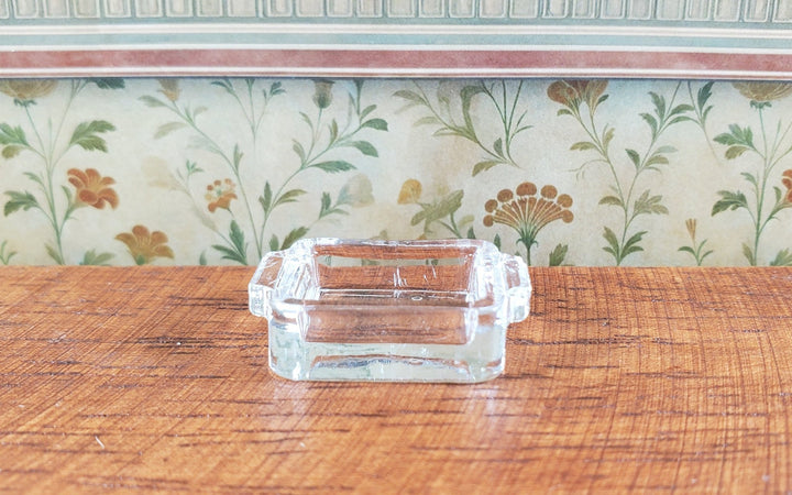 Dollhouse Clear Glass Casserole Dish with Handles 1:12 Scale Miniature Kitchen - MiniatureCrush