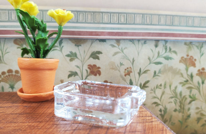 Dollhouse Clear Glass Casserole Dish with Handles 1:12 Scale Miniature Kitchen - MiniatureCrush