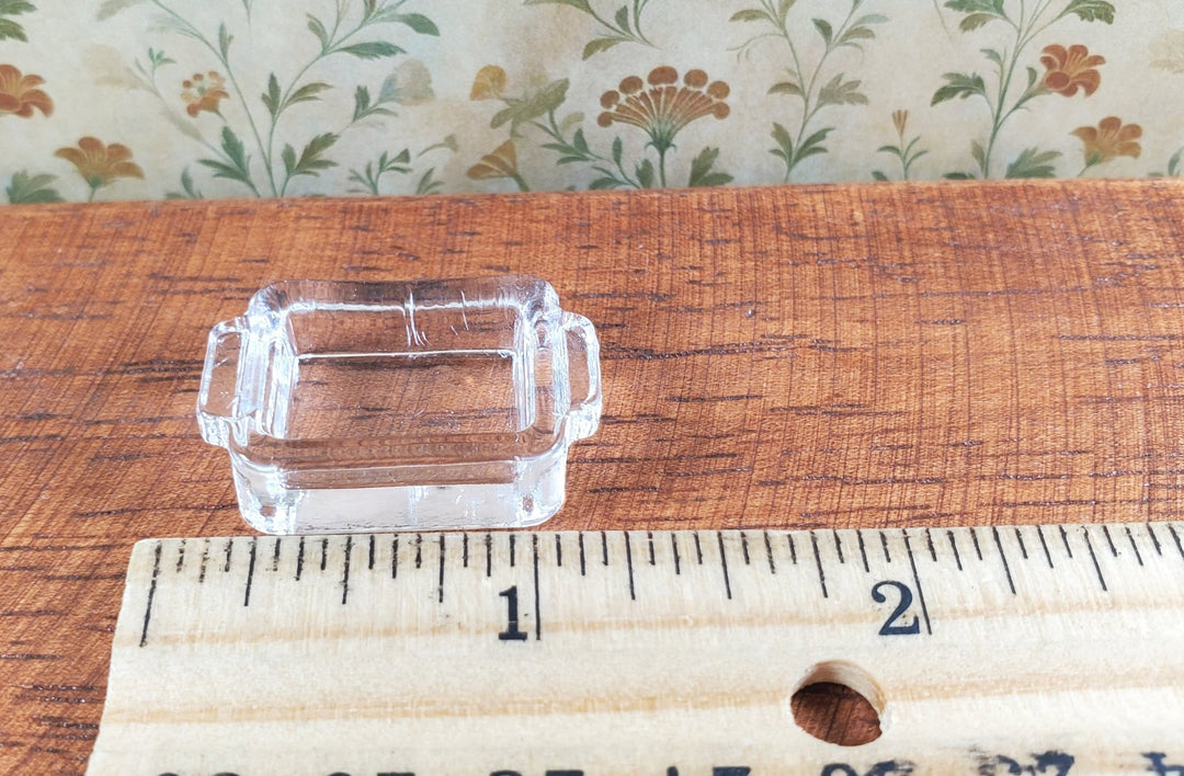 Dollhouse Clear Glass Casserole Dish with Handles 1:12 Scale Miniature Kitchen - MiniatureCrush