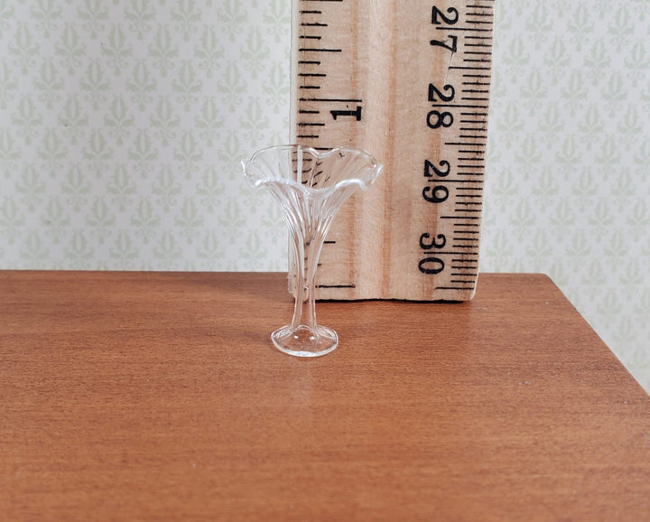 Dollhouse Clear Glass Floral Vase Tall Slim 1:12 Scale Miniature Decoration - MiniatureCrush