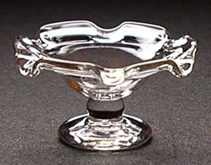 Dollhouse Clear Glass Fluted Pedestal Platter 1:12 Scale Miniature Kitchen - MiniatureCrush