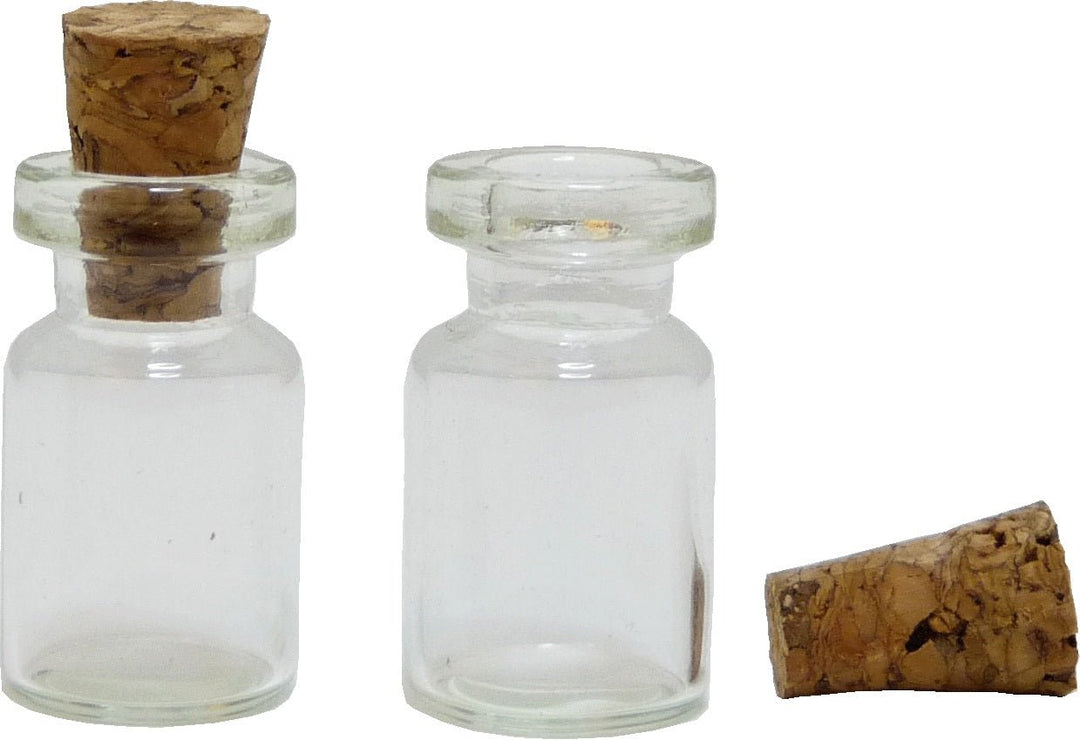 Dollhouse Clear Glass Jars Bottles Cork Stoppers x2 1:12 Scale Miniature - MiniatureCrush