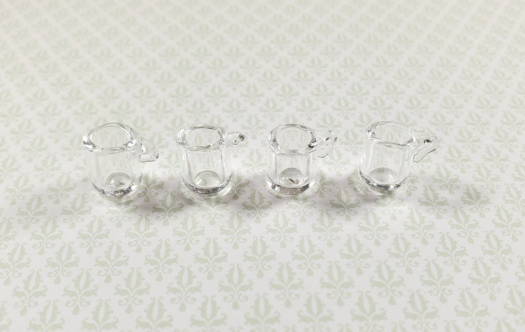 Dollhouse Clear Glass Mugs with Handle Set of 4 1:12 Scale Miniature Kitchen - MiniatureCrush