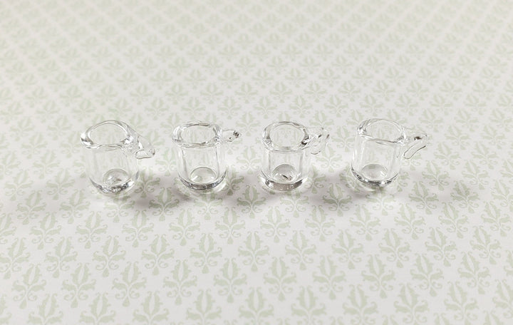 Dollhouse Clear Glass Mugs with Handle Set of 4 1:12 Scale Miniature Kitchen - MiniatureCrush