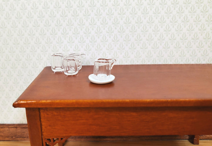 Dollhouse Clear Glass Mugs with Handle Set of 4 1:12 Scale Miniature Kitchen - MiniatureCrush