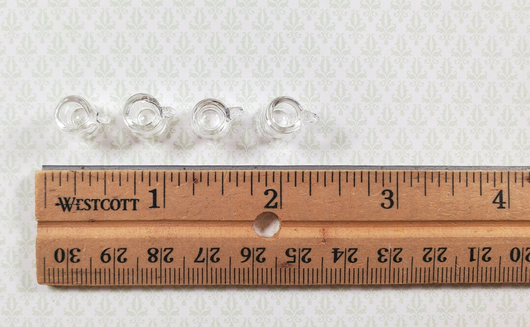 Dollhouse Clear Glass Mugs with Handle Set of 4 1:12 Scale Miniature Kitchen - MiniatureCrush