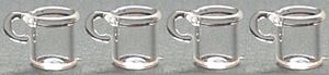 Dollhouse Clear Glass Mugs with Handle Set of 4 1:12 Scale Miniature Kitchen - MiniatureCrush