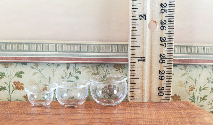 Dollhouse Clear Glass Nesting Bowls Set of 3 1:12 Scale Miniature Kitchen - MiniatureCrush