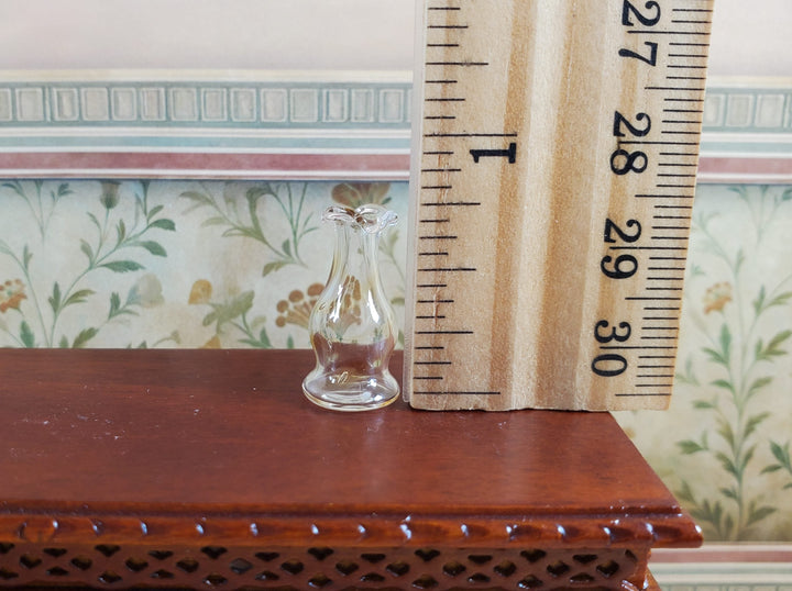 Dollhouse Clear Glass Pedestal Fluted Vase 1:12 Scale Miniature Flowers Decor - MiniatureCrush