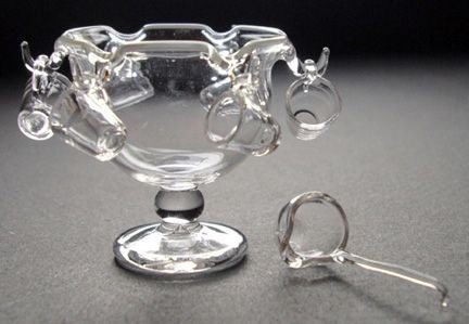 Dollhouse Clear Glass Punch Bowl with Cups & Ladle 1:12 Scale Miniature Kitchen - MiniatureCrush