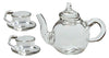 Dollhouse Clear Glass Tea Set Teapot Teacups and Saucers 1:12 Scale