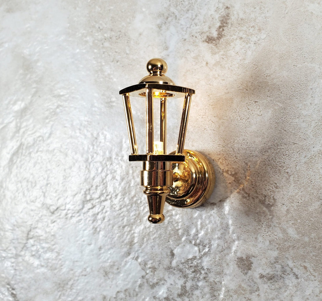 Dollhouse Coach Lamp Gold Metal Large Wand Battery Operated 1:12 Scale Miniature - MiniatureCrush