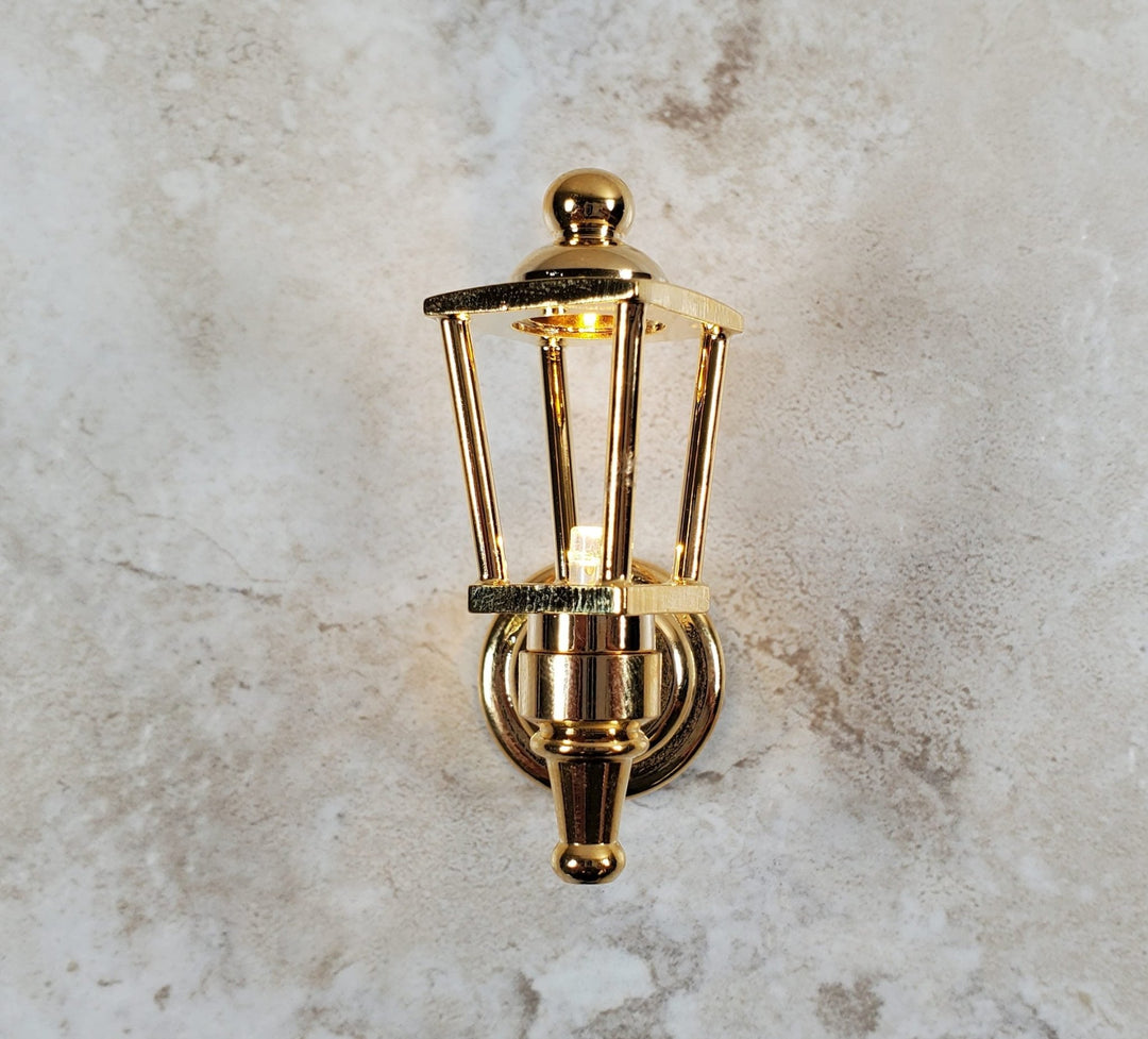 Dollhouse Coach Lamp Gold Metal Large Wand Battery Operated 1:12 Scale Miniature - MiniatureCrush