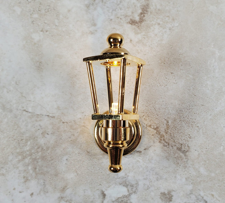 Dollhouse Coach Lamp Gold Metal Large Wand Battery Operated 1:12 Scale Miniature - MiniatureCrush