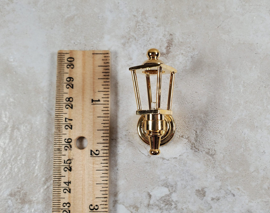 Dollhouse Coach Lamp Gold Metal Large Wand Battery Operated 1:12 Scale Miniature - MiniatureCrush
