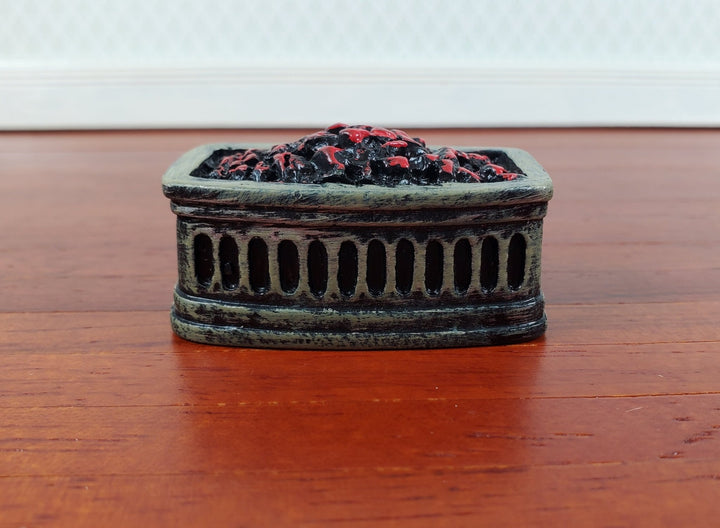 Dollhouse Coal Filled Fireplace Grate Fire Basket 1:12 Scale Miniature - Miniature Crush