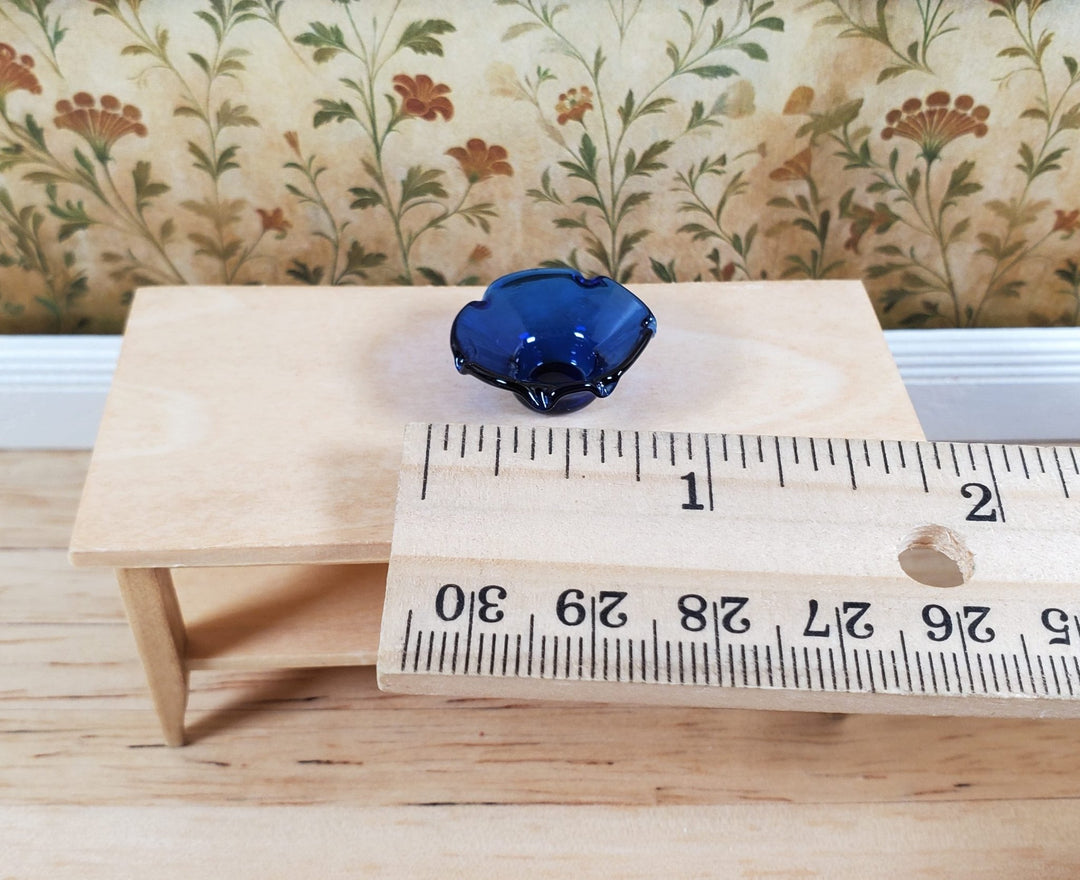 Dollhouse Cobalt Blue Glass Candy Dish or Serving Bowl 1:12 Scale Miniature - MiniatureCrush