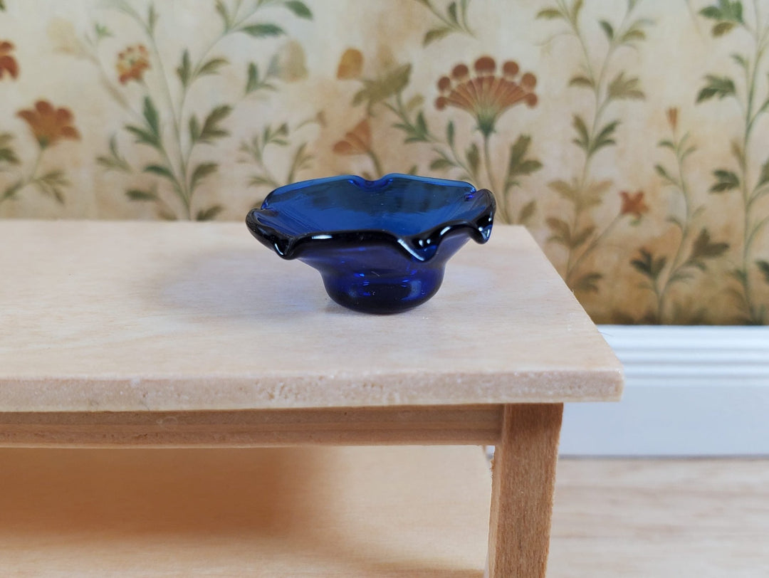 Dollhouse Cobalt Blue Glass Candy Dish or Serving Bowl 1:12 Scale Miniature - MiniatureCrush