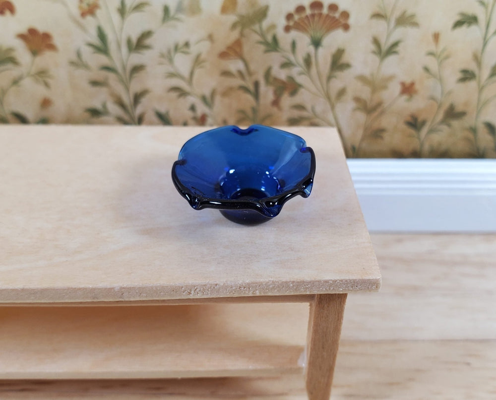 Dollhouse Cobalt Blue Glass Candy Dish or Serving Bowl 1:12 Scale Miniature - MiniatureCrush