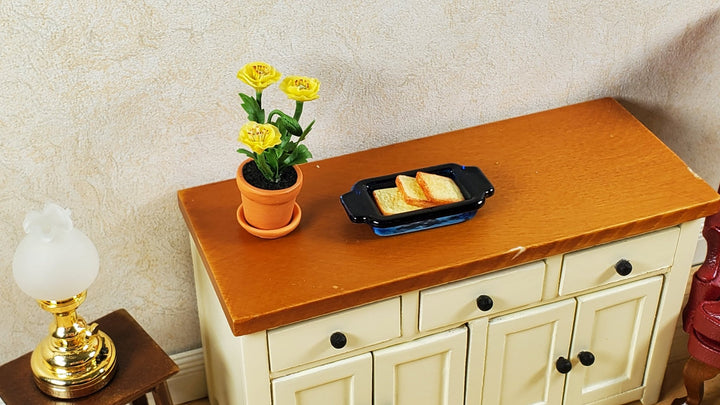 Dollhouse Cobalt Blue Glass Casserole Dish with Handles 1:12 Scale Miniature - MiniatureCrush