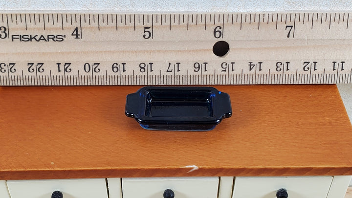 Dollhouse Cobalt Blue Glass Casserole Dish with Handles 1:12 Scale Miniature - MiniatureCrush