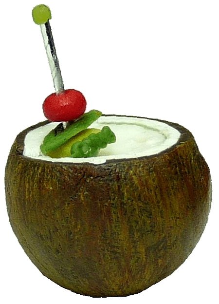 Dollhouse Coconut Tropical Cocktail 1:12 Scale Miniature Drink - MiniatureCrush