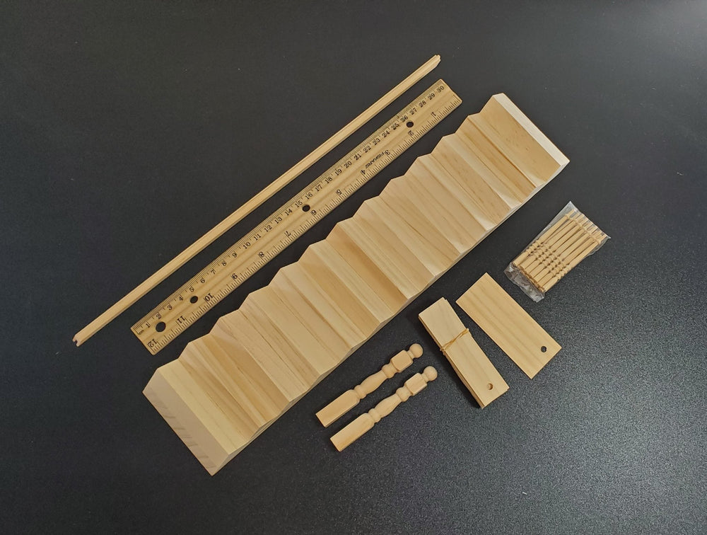 Dollhouse Complete Stair Kit Railing Balusters Newel Posts 1:12 Scale HW 7000 - MiniatureCrush