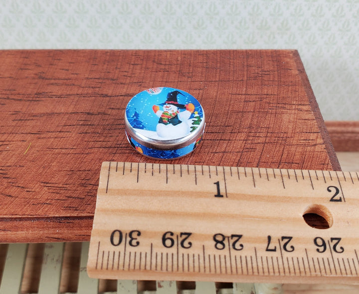 Dollhouse Cookie Tin with Cookies Snowman Theme 1:12 Scale Miniature Christmas - MiniatureCrush