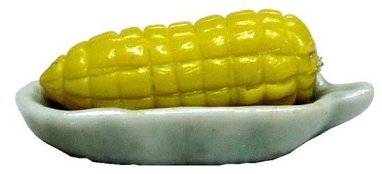 Dollhouse Corn on the Cob on a Dish 1:12 Scale Miniature Food Kitchen - MiniatureCrush