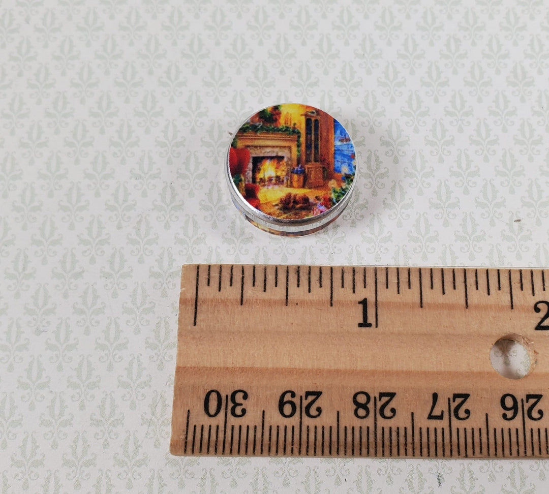 Dollhouse Cozy Holiday Themed Cookie Tin Empty 1:12 Scale Miniature - MiniatureCrush