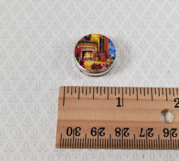 Dollhouse Cozy Holiday Themed Cookie Tin Empty 1:12 Scale Miniature - MiniatureCrush