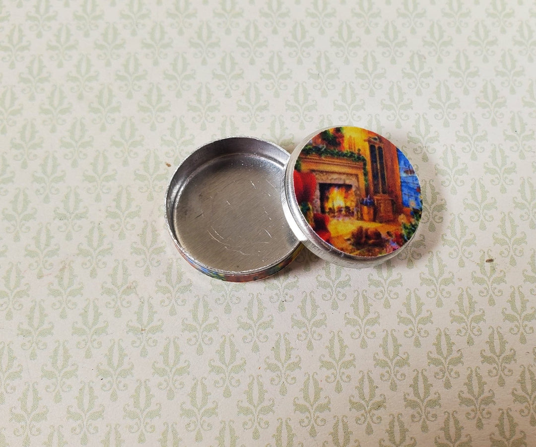Dollhouse Cozy Holiday Themed Cookie Tin Empty 1:12 Scale Miniature - MiniatureCrush