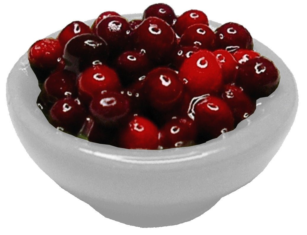 Dollhouse Cranberries or Cherries in a White Bowl 1:12 Scale Miniature Food - MiniatureCrush