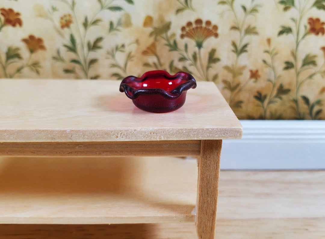Dollhouse Cranberry Red Glass Candy Dish or Serving Bowl 1:12 Scale Miniature - MiniatureCrush